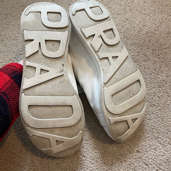 Authentic Prada nylon leather sneakers white lace up - Picture 7 of 10